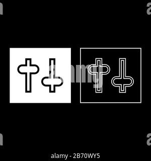 Bouton Paramètres boutons de réglage commutateurs régulateurs icône de contour définir couleur blanche illustration vectorielle style plat image simple Illustration de Vecteur