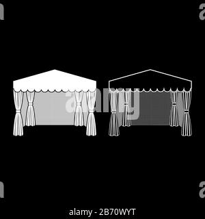 Pavillon pour les achats tente d'affaires Marquee pour la publicité icône contour set couleur blanche illustration vectorielle plat style simple image Illustration de Vecteur