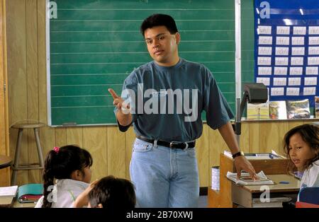 Austin, Texas Etats-Unis: Professeur hispanique de troisième classe bilingue. M. ©Bob Daemmrich Banque D'Images