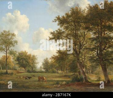 Landschap in de omgeving van Hilversum, SK-A-1106 Paysage près de Hilversum. Pré avec vache de pâturage, moutons et chèvres. Abdomen haut droit. Fabricant : peintre George Jacobus Johannes van Osschilder Pieter Gerardus van Os Dating: 1820 - 1839 Caractéristiques physiques: Huile sur toile matériau: Toile d'huile Dimensions: H 81 cm. B × 100 cm. Banque D'Images