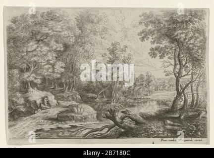 Landschap met beek Paysage avec type d'objet de ruisseau: Photo Numéro d'article: RP-P-2009-190Catalogusorreferentie: Holllstein Néerlandais 25-3 (3) Marques / marques: Stamp 'Sammlung JEWetterauer (Stamp on back: Sammlung JEWetterauer. ) Description: Sixième photo d'une série de six avec des paysages. Deux hommes reposant sous un arbre. Trois moutons paissent le long de l'eau. En arrière-plan un kerkje. Fabricant : printmaker: Lucas van Uden Editeur: Frans van den Wijngaerde (propriété cotée) Lieu de fabrication: Anvers Dating: CA. 1626 - ca. 1672 matériau : technique du papier : engrala (processus d'impression) / Etch dim Banque D'Images