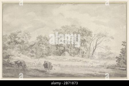 Landschap met boerderij buiten Haarlem Paysage avec ferme en dehors de Haarlem Type de bien: Dessin Numéro d'objet: RP-T-00-800 Inscriptions / marques buyten Haerlem' Fabricant : artiste: Balthasar Paul Ommeganck Dating: 1765 - 1826 Caractéristiques physiques: Pinceau en gris, noir craie matériel: Papier craie technique: Pinceau: Dimensions: H 193 mm × L 324 mm Objet : ferme solitaire ou maison en paysage Banque D'Images