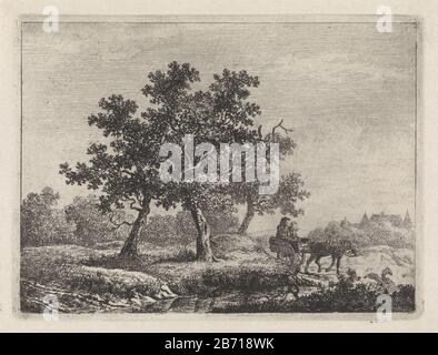 Landschap a rencontré boerenkar Paysage avec les trois arbres de l'avant dans l'eau. Droite un chariot avec un homme et une femme. Le chariot tiré par un cheval. En arrière-plan un dorp. Fabricant : machine à imprimer: Johannes Christiaan Janson (possible) machine à imprimer, John Janson (possible) Date: 1778 - 1823 Caractéristiques physiques: Matériau de gravure: Technique du papier: Dimensions de gravure: Bord de la plaque: H 107 mm × W 144 mm Objet: Paysages (+ paysage avec figures, étalage) (ferme) wagon, wagon de fret, chariot (+ variante) Banque D'Images