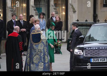 Londres, Royaume-Uni - 09/03/2020: Meghan markle et prince harry assistent au service du Commonwealth Day à Westminster Abby, Londres. Leur dernier engagement officiel avant de quitter la vie royale Banque D'Images