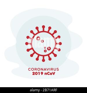 Coronavirus 2019 nCoV icône rouge. Concept d'éclosion de grippe, risque pour la santé publique, COV-SRMO, COV-SRAS, Covid-19. Illustration vectorielle, conception plate Illustration de Vecteur