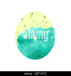 Émeraude oeuf de Pâques avec dessus jaune. Illustration de l'aquarelle de dessin à la main sur fond blanc. L'image peut être utilisée dans les cartes de vœux, les affiches, les dépliants, les bannières, le logo, la conception supplémentaire, etc Banque D'Images