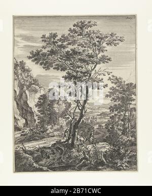 Landschap met en neuf grote boom Italiaanse landschappen (servietitel) Landschap met en neuf grote boomItaliaanse landschappen (servietitel) Type d'objet : prent Objectnummer: RP-P-BI-4206Catalogusreferentie: Bartsch 3Hollstein Dutch 3-2 Inscriptions / Merken: Marque du collectionneur , Jan Laversveld: Utrecht Dating: 1644 - 1652 kenmerken physique: ETS Material: Papier Techniek: Etsen Dimensions: Plaatrand: H 261 mm × b 205 mm Sujet: Roches Banque D'Images