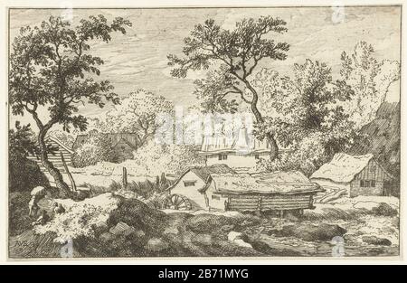 Landschap met watermolen Paysage avec moulin à eau Type de bien: Photo Numéro d'article: RP-P-OB-50.405Catalogusreferentie: Holllstein Néerlandais 78-3 (3) Description: Vue de certaines maisons et un moulin à eau avec une chute d'eau. Pour une petite colline au premier plan sont deux personnes, tandis qu'un troisième quelque chose sur son dos sjouwt. Fabricant : printmaker: Alaert van Everdingen (propriété cotée) Lieu de fabrication: Pays-Bas Date: 1631 - 1675 Caractéristiques physiques: Matière de gravure: Technique du papier: Gravure Dimensions: Feuille : h 98 mm × W 152 mm Objet: Usine d'eau en paysage (+ ville (-scape) avec chiffres, étalage) Banque D'Images