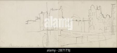 Lauriergracht te Amsterdam, gezien vanuit de Reestraat page 39 et page 40 d'un croquis avec 32 bladen. Fabricant : artiste George Hendrik Breitner lieu de fabrication: Amsterdam Date: 1886 - vers 1891 Caractéristiques physiques: Crayon matière: Papier crayon Sujet: Canaux, eau (dans la ville) (+ ville (-scape) avec chiffres, staffage) logement urbain où: LauriergrachtReestraat Banque D'Images