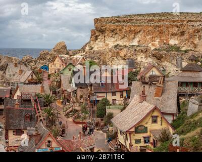 Popeye Village - un site touristique et ancien lieu de tournage à Malte Banque D'Images