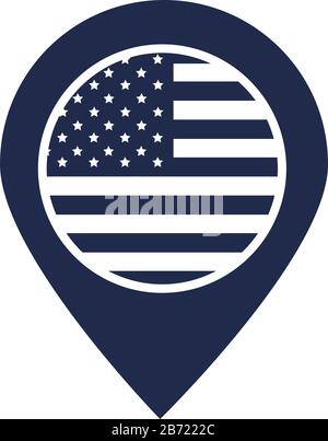 jour commémoratif emplacement pointeur drapeau américain célébration vecteur illustration silhouette icône de style Illustration de Vecteur