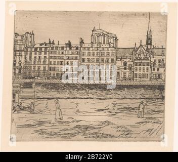 L'Île de la Cité à Paris avec les tours de notre Dame , vue du Quai de l'Hôtel-de-Ville. Fabricant : Print Maker: Gerrit Haverkamp Date: 1882 - 1904 matériau: Technique du papier: Gravure / mesure du ton de la plaque: Bord de la plaque: H 180 mm × W 210 mm Objet: Quayparts de l'extérieur de l'église et annexes: Tour où : Île de la CitéSeine Banque D'Images