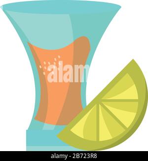 cinco de mayo tequila tourné avec l'illustration vectorielle de la coupe de citron Illustration de Vecteur