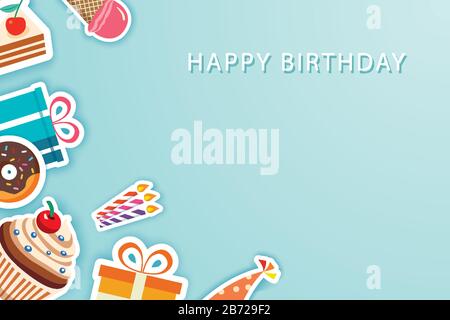 Joyeux anniversaire fête cartes de vœux et modèle de bannière arrière-plan avec place pour votre message. Illustration de Vecteur