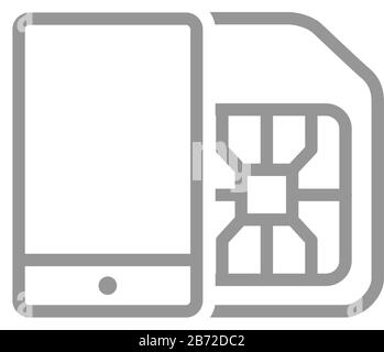 Carte SIM avec icône de ligne de téléphone mobile. Emplacement mobile, symbole de puce EMV Illustration de Vecteur