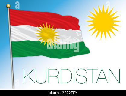 Drapeau et symbole nationaux du Kurdistan, territoire asiatique, illustration vectorielle Illustration de Vecteur