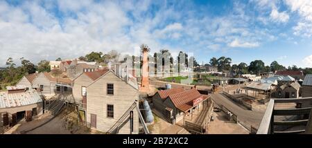 Vue aérienne au sommet de la tour de flagelle du canton de Sovereign Hill à Ballarat, Victoria, en Australie. Banque D'Images