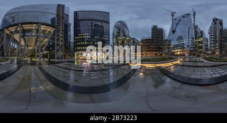 Vue panoramique à 360° de Londres - soirée dans le quartier bancaire 1