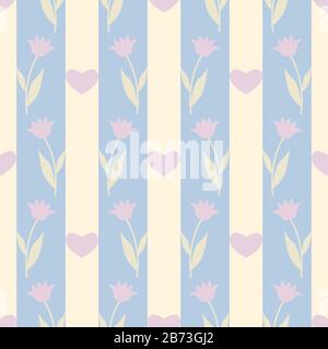 Modèle transparent avec des coeurs et des fleurs tulipes. Spring floral background. Illustration vecteur EPS10 Illustration de Vecteur