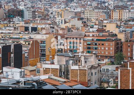 Bâtiments de la ville de Barcelone l'après-midi Banque D'Images