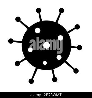 Icône coronavirus. Logo vectoriel 2019-ncov, virus pandémique noir plat Illustration de Vecteur