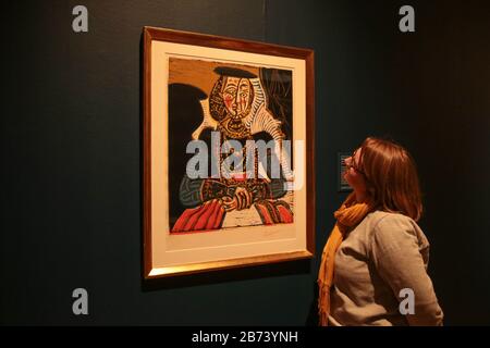 Warwickshire, Angleterre Vendredi 13 Mars 2020. Pablo Picasso Portrait d’une femme après Cranach le jeune 1958 une variation du travail de Cranach Portrait d’une femme (1564 Paul Quezada-Neiman/Alay Live News Banque D'Images