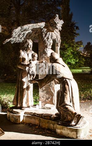 Saint Anthony Bronze Statue et Jésus - camposampiero, Italie Banque D'Images