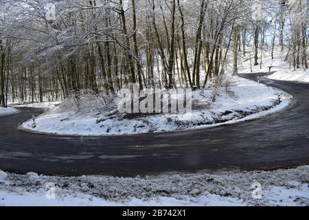 Neige sur l'Eifel près de Maria Laach Banque D'Images
