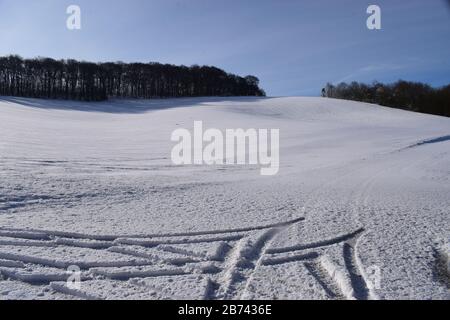 Neige sur l'Eifel près de Maria Laach Banque D'Images