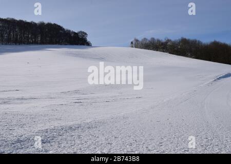 Neige sur l'Eifel près de Maria Laach Banque D'Images