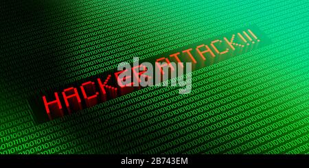 Attaque hacker - concept de code binaire - illustration tridimensionnelle Banque D'Images