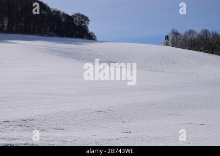 Neige sur l'Eifel près de Maria Laach Banque D'Images