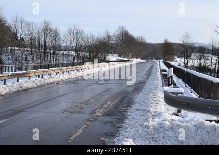 Neige sur l'Eifel près de Maria Laach Banque D'Images