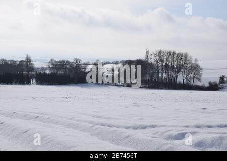 Neige sur l'Eifel près de Maria Laach Banque D'Images