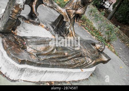 Saint Anthony Bronze Statue et Jésus - camposampiero, Italie Banque D'Images