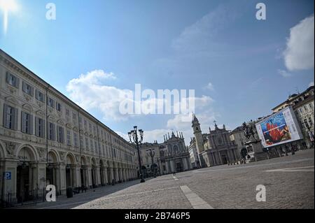 Turin, Italie. 13 mars 2020. Le centre de Turin le deuxième jour de la fermeture totale pour le coronavirus dans la photo: Crédit: Agence indépendante de photo/Alay Live News Banque D'Images