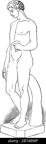 Statue est une sculpture ancienne, un dessin vintage ou une illustration de gravure. Illustration de Vecteur