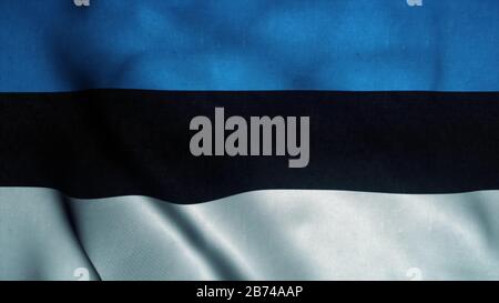 L'Estonie a un drapeau qui agette dans le vent. Drapeau national de l'Estonie. Signe de l'Estonie. illustration tridimensionnelle. Banque D'Images
