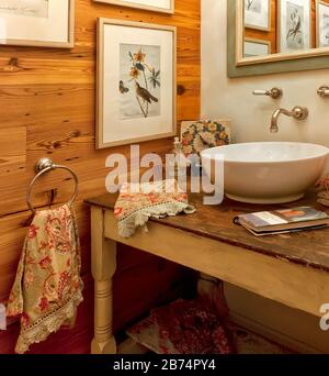 SALLE D'EAU - salle de bains de ferme de style américain de campagne, caractéristique de visite de la maison entière Banque D'Images