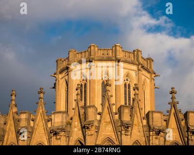 Vue détaillée de la Nouvelle cathédrale de Vitoria-Gasteiz, Pays basque, Espagne; haut de la nef Banque D'Images