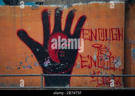 Katmandou, Népal 25 février 2018 graffitis mural sur le mur de Katmandou, Népal Banque D'Images