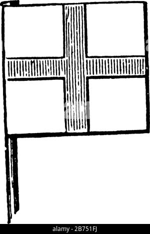 Angleterre, bannière de Saint-George, ce drapeau présente une croix de lignes verticales, un dessin vintage ou une illustration de gravure Illustration de Vecteur
