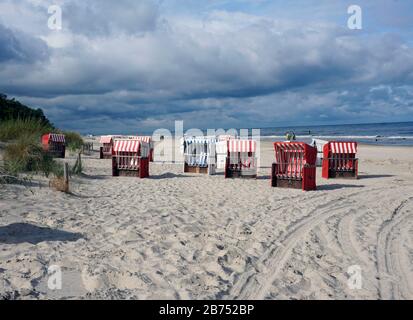 Strandkoerbe à la plage de Bansin, sur l'île d'Usedom. [traduction automatique] Banque D'Images