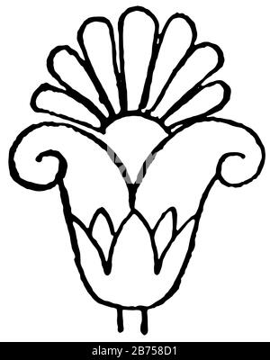 Le motif Lotus-Palmette est une illustration de dessin ou de gravure de lignes vintage très unique. Illustration de Vecteur