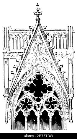 Décorative Gable de la cathédrale de Cologne, Allemagne, moyenne période de la tracery, Place entre la sixième et la septième Avenue, le quartier de Park Slope de Brookl Illustration de Vecteur