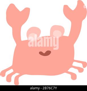 Crabe, animal de style plat isolé sur fond blanc. Vector cool Ocean animal illustration simple été enfant design. Illustration de Vecteur