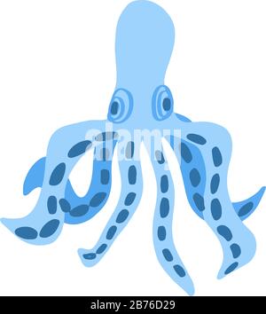 Octopus animal de mer de style plat isolé sur fond blanc. Illustration vectorielle d'animaux marins frais. Conception enfant d'été simple. Illustration de Vecteur