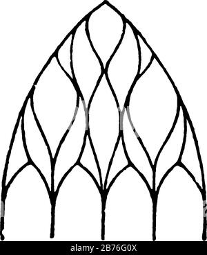 La tracery est l'intersection sous diverses formes, maçons pour dessiner des dessins à l'avance, communiquer leurs dessins, dessin de ligne vintage ou gravure illust Illustration de Vecteur
