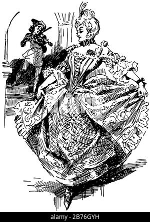 Merrymind, une dame et un petit garçon qui jouent au violon, dessin vintage ou illustration de gravure Illustration de Vecteur