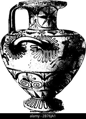 Greek Vase est une décoration complète, c'est une poterie de la Grèce antique, dessin de ligne vintage ou illustration de gravure. Illustration de Vecteur